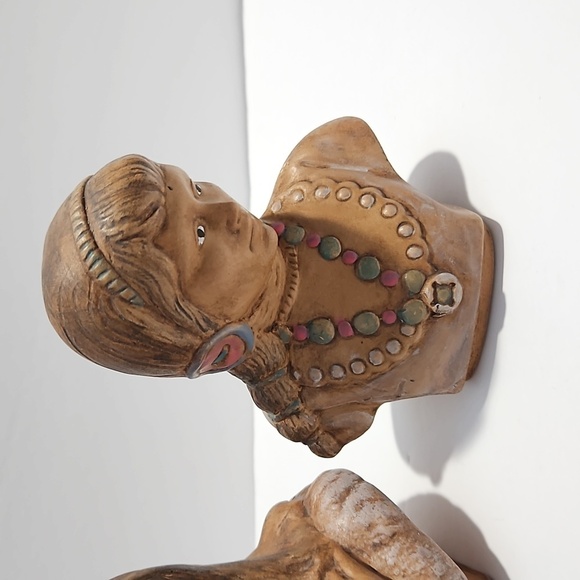 Lily of the Mohawk (2) Porcelain Native American Bust Figures Statues Brown - Picture 3 of 7